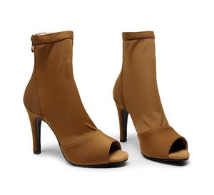 Scarpe da <span class=keywords><strong>ballo</strong></span> latino americane marroni a punta aperta morbide, stivali da jazz, ballroom, bachata, salsa, pole dance, tango, sandali da donna - Product Image 2