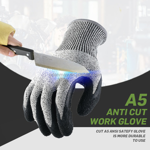 Building Cut Proof Level 5 HPPE Safety <strong>Gloves</strong> Latex Coated <strong>Grip</strong> Protective Men's Hand <strong>Gloves</strong> Blue Grey Customizable - Product Image 5