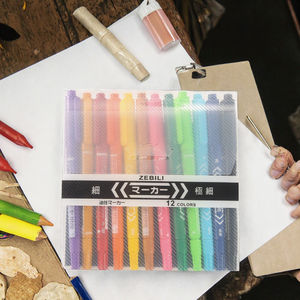 Set di Pennarelli Permanenti Suntech a Base d'Olio a Doppia Punta, 12 Colori, 0.5mm/1.0mm, Certificati <span class=keywords><strong>CE</strong></span>, Personalizzabili - Product Image 4