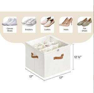 Contenedores de Almacenamiento de Zapatos Cuadrados Grandes y Modernos, Cajas de Almacenamiento de Zapatos Plegables de Tela, Organizador para Armario, Material Plástico, Bolsa de Uso General - Product Image 2