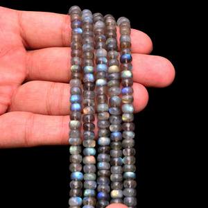 ลูกปัดรอนเดลจากลาบราดอไรต์ธรรมชาติขนาด5มม.-7มม. | เส้นด้ายขนาด17นิ้ว | ลูกปัดอัญมณีกึ่งมีค่ากึ่งลาบราดอไรต์ไฟสีฟ้า - Product Image 4