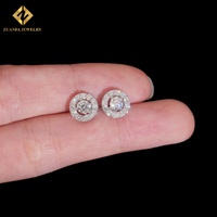 Pendientes de Botón Circulares de Plata de Ley 925 con Incrustaciones de Diamantes HPHT Cultivados en Laboratorio, Estilo Moderno, Envío Directo