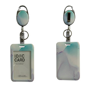 Factory wholesale UV printed marble <b>name</b> <b>badge</b> holders with colorful patterns, retractable oval easy-pull buckles, <b>work</b> <b>badge</b> - Product Image 1