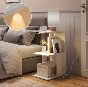 Narrow Side <strong>Table</strong> with Charging Station Small Space with USB Port and Socket Narrow <strong>Bedside</strong> <strong>Table</strong> with Light <strong>Thin</strong> <strong>Bedside</strong> <strong>Table</strong> - Product Image 6
