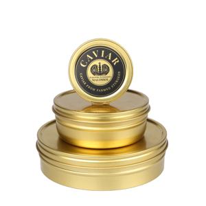 Boîte cylindrique de luxe pour <span class=keywords><strong>caviar</strong></span> <span class=keywords><strong>250g</strong></span>, en fer blanc mat de qualité alimentaire, avec accessoires personnalisés imprimés inclus - Product Image 6