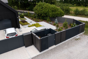 Clôture de <span class=keywords><strong>jardin</strong></span> moderne en aluminium à lames verticales 3D, type Australie, revêtement noir en poudre, avec modélisation 3D, respectueuse de l'environnement, pour l'intimité - Product Image 6