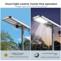 Lampadaire solaire LED étanche IP65 avec télécommande, système de surveillance par caméra extérieure 6m, construction en acier inoxydable, CQC