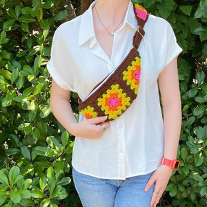 <span class=keywords><strong>Riñonera</strong></span> de ganchillo de punto floral de verano bohemio personalizada, <span class=keywords><strong>riñonera</strong></span> cruzada con flores de margaritas para exteriores - Product Image 4