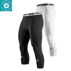 Pantalon de compression 3/4 pour hommes avec logo personnalisé, faible MOQ, respirant, séchage rapide, pour gym, fitness, athlétisme, course à pied, type capri, vente en gros, direct usine - Product Image 1