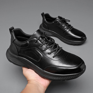 Chaussures en cuir décontractées pour hommes, style britannique, talon bas, semelle légère, pour le bureau et la carrière, avec coutures et pompons, origine Wenzhou - Product Image 3