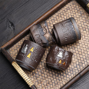 Tasse à thé vintage de style japonais, en céramique dorée et patinée de Dunhuang, tasse maîtresse en poterie rustique, ensemble de thé Kung Fu ancien, design classique - Product Image 3