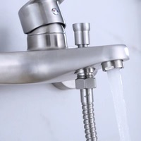 Ensemble de robinet de douche de salle de bain à poignée unique contemporain en acier inoxydable 304 ABS Triple Froid Mélangeur Chaud Doux Brossé Céramique Simple