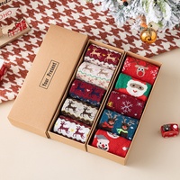 Chaussettes de Noël pour femmes, respirantes, absorbant la transpiration, antibactériennes, en tricot, avec nœuds, en polyester, en boîte cadeau