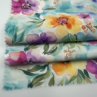 Tissu en Lin 100% Tissé Écologique en Promotion – Motif Floral Imprimé Numérique Vibrant Grandes Fleurs Doux et Respirant pour Robes