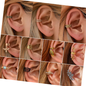 Venta al por mayor joyería de moda oro sin perforación cartílago de la oreja hueso en forma de C apilable brazalete envoltura pequeño Clip pendiente - Product Image 1