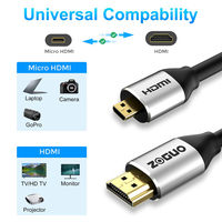 Câble convertisseur HDMI mâle Micro HDMI 4K 60HZ prise en charge Ethernet 5mm extérieur 3m 5m lecteur DVD Audio vidéo Al Shell plaqué or Stock