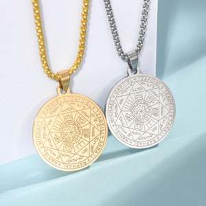 Collar de los Siete Arcángeles, Joyería de Acero Inoxidable, Collar Cristiano para Hombre, Collar con Pentagrama de Salomón - Product Image 2