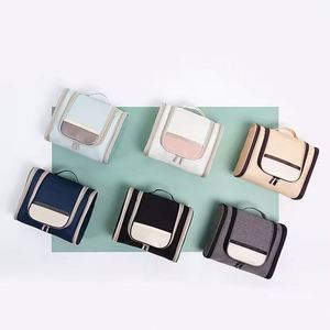 Muestra Gratis, Bolsa de Maquillaje de Microfibra Impermeable, Portátil, de Gran Capacidad, Organizador de Artículos de Aseo para Viaje con Gancho para Colgar - Product Image 5