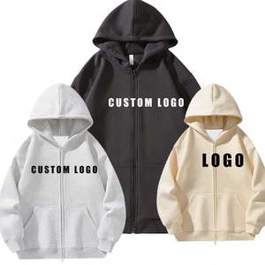 Ventes en gros de sweat-shirts en coton et polyester de couleur unie, sweat-shirts à motifs imprimés, sweat-shirts à fermeture éclair tendance de rue - Product Image 1