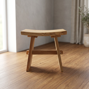 Tabouret de jardin en teck, design moderne et minimaliste, pieds coniques, durable, écologique, imperméable, siège d'appoint pour terrasse - Product Image 4