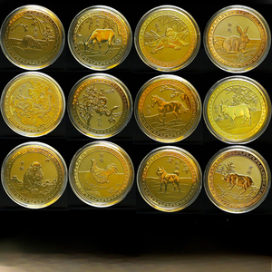 Monete Commemorative dei Dodici Segni Zodiacali Cinesi in Metallo Anticato, Monete Portafortuna per il Capodanno Cinese, Regalo di Nuovo Anno - Product Image 1