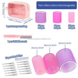 Logo personnalisé couleur Vlecroes crochet boucle ruban rouleau à cheveux ensemble rouleau auto-prise pour cheveux avec sac de rangement pinces en métal - Product Image 5