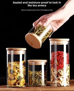 Pot de conservation alimentaire professionnel en verre borosilicate hermétique avec couvercle en bambou, empilable, pour épices, céréales, haricots, légumes - Product Image 4