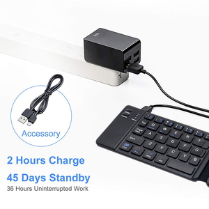 Iki kat ABS şarj edilebilir kablosuz abd düzeni cep telefonu Tablet için taşınabilir bluetooth katlanır klavye - Product Image 3