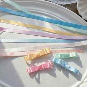 Ruban en satin polyester imprimé feuille d'argent haute ténacité de 1 cm, brodé rose simple face pour emballage de boîtes à gâteaux et ceintures cadeaux - Product Image 1