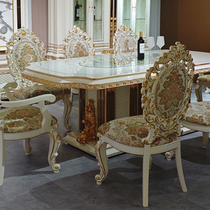 Set da <span class=keywords><strong>Pranzo</strong></span> di Lusso in Stile Europeo Moderno, Tavolo in Legno con 8 Sedie, Arredamento per Sala da <span class=keywords><strong>Pranzo</strong></span> e Soggiorno - Product Image 4