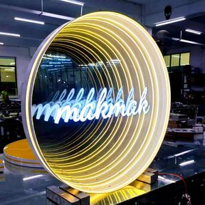 Factory Custom Plastic LED Infinity Mirror Sign 3D RGB Light Remote Control Custom <b>Logo</b> <b>Wall</b> Decor for Wedding Bar Shop - Product Image 3