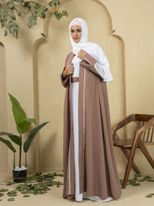 Clothing for Women Hot Selling Embroidery Polyester <b>Abaya</b> Hijab Muslim Dress Kimono Eid <b>Wedding</b> Long Sleeve Regular Arabic Dubai - Product Image 5