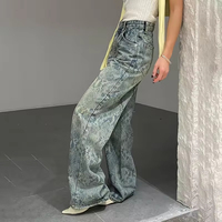 Jean en denim décontracté taille haute coupe droite respirant coupe ample imprimé serpent vintage simple pour femme