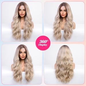 Nueva peluca para mujeres europeas y americanas, cubierta de cabeza de encaje frontal, cabello rizado largo dividido medio pequeño, <span class=keywords><strong>pelucas</strong></span> - Product Image 3