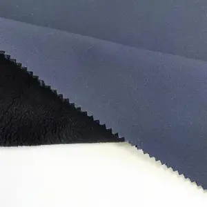 High quality four-way stretch fabric PTFE membrane laminated plush fabric material softshell jacket fabric