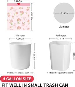 Bolsas de Basura Huamaohengchun de 4 Galones, LDPE, con Cordón, Coloridas, Portátiles, con Diseño de Lirios, Resistentes a Desgarros, en Rollo, para Baño - Product Image 2