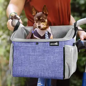 Cestino per bici per cani trasportino per animali da bicicletta, seggiolino per auto seggiolino per animali domestici con 2 grandi tasche laterali, trasportino per animali domestici traspirante portatile da viaggio