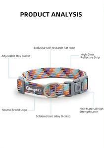 Nuevo diseño de collares de lujo para mascotas logotipo personalizado ajustable reflejo nocturno Nylon cachorro perro <span class=keywords><strong>Collar</strong></span> - Product Image 3