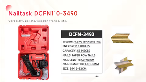 NAILTASK DCFN110-3490 Cloueur à bandes de 34 clous demi-taille, qualité supérieure, pour bricolage industriel intensif, charpentes en bois, maisons en bois et palettes - Product Image 3