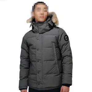 Men's High Quality Winter Coat Canada Real Coyo Fur Trim Hooded Down Jacket Male Quilted Puffer Jacket