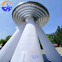 Ballon gonflable OVNI argenté avec lumières LED intégrées, thème scientifique spatial et extraterrestre, décoration pour événements et fêtes en extérieur