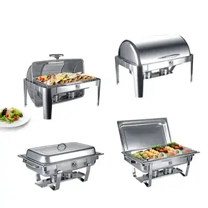 Factory Supplier Big Food Warmer Chafing Dishes Silver Stainless Steel Buffet Chafing Dishes For Buffet Set