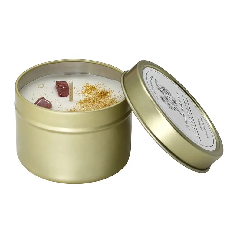 Wholesale Handmade Wedding Giveaways Dried Flower Spiritual Crystal Tin Scented Candle