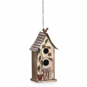 Casa de pájaros pintada a mano de la mejor calidad, estilo de lujo de Metal para jardín al aire libre, decoración de jardín para observación de aves - Product Image 1