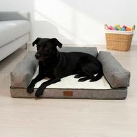 Lit orthopédique de luxe pour chiens et chats de taille moyenne, imperméable pour l'hiver, canapé-lit rectangulaire en fibre, housse amovible, écologique