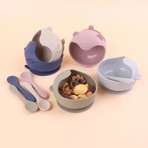Nuevo juego de cuenco y cuchara para bebé de silicona superior Multicolor nuevo artículo sin BPA succión de silicona de dibujos animados de alta calidad - Product Image 2