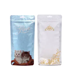 Bolsa vertical personalizada sellado con calor, portátil, resellable, envasado de alimentos para mascotas, bolsas de envasado de alimentos para gatos y perros