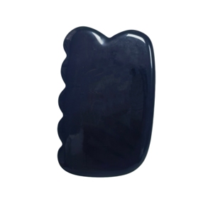 Grand gratteur Gua Sha en obsidienne noire ondulée, pierre de cristal polie pour sculpter la mâchoire et soulager les tensions musculaires du corps - Product Image 3