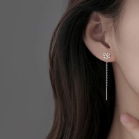 S999 Sterling Silber Feiner Schmuck Blumen-Durchzieher-Ohrringe Minimalistischer Nischen-Großhandel Bijoux Pendientes Ganku