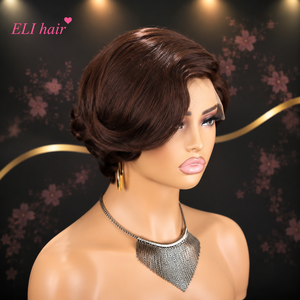 Perruque Courte Pixie 13x4 avec Lace Frontale, Cheveux Humains Vierges Brésiliens Couleur Mixte 99j, Vente en Gros, Cheveux Vierges à Cuticules Alignées, Cheveux de Vison - Product Image 2